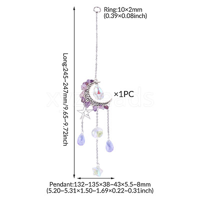 Moon & Star Alloy Hanging Ornaments HJEW-TADJ0024-1