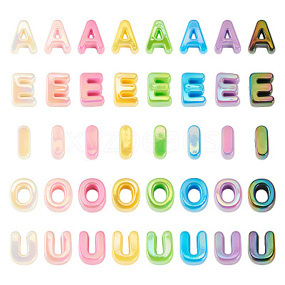 50Pcs 5 Styles UV Plating Opaque Acrylic Beads PACR-TA0001-31H-1