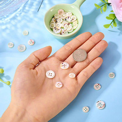 45Pcs 3 Style 4-Holes Shell Buttons BUTT-TA0001-27-1