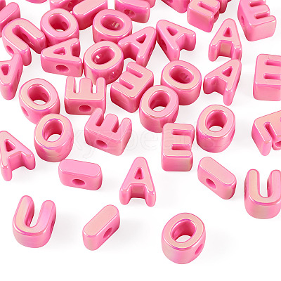 50Pcs 5 Styles UV Plating Opaque Acrylic Beads PACR-TA0001-31H-1