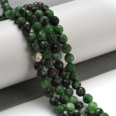 Faceted Round Natural Ruby in Zoisite Bead Strands G-F289-11-6mm-1