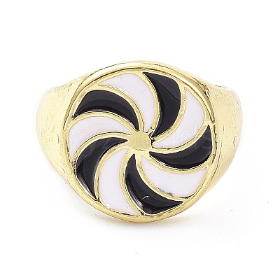 Pinwheel Pattern Alloy Enamel Finger Rings RJEW-Z008-15LG-D-1