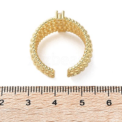 Rack Plating Real 18K Gold Plated Brass Multi Lines Open Cuff Rings RJEW-B048-08G-1
