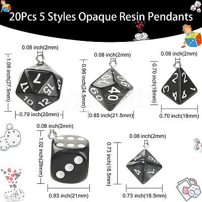 20Pcs 5 Styles Opaque Resin Pendants RESI-CJ0002-64-1