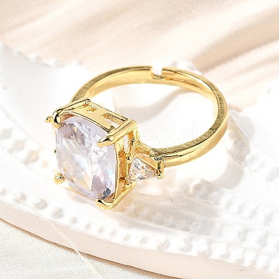 Brass Micro Pave Cubic Zirconia Finger Rings for Women RJEW-F181-11G-1