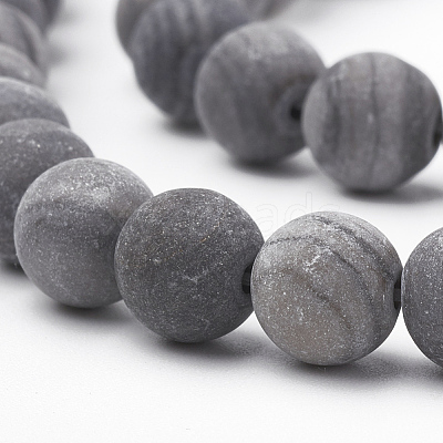 Natural Black Wood Lace Stone Wooden Jasper Beads Strands G-T106-012-1