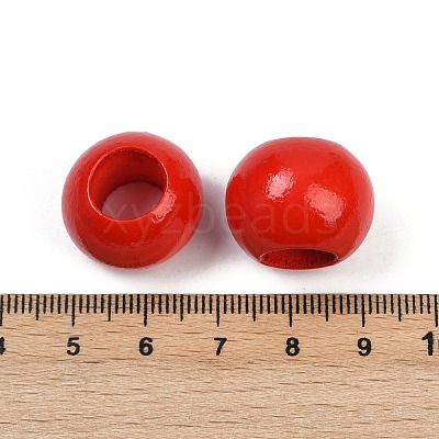 Spray Painted Wood European Beads WOOD-F017-05F-1