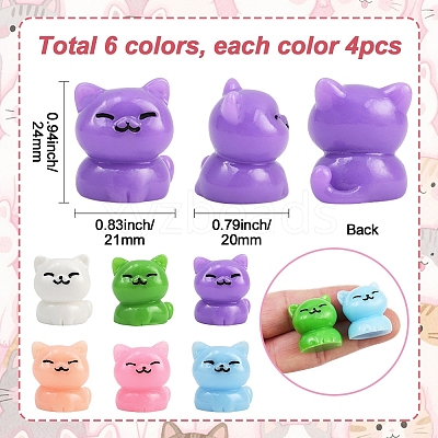 24Pcs 6 Colors Plastic Cat Shape Display Decorations DJEW-SP0001-14-1