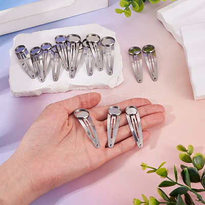 15Pcs 3 Styles 304 Stainless Steel Snap Hair Clip Finding STAS-TA0006-49-1