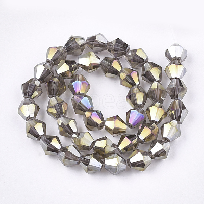 Electroplate Glass Beads Strands X-EGLA-Q118-6mm-B13-1