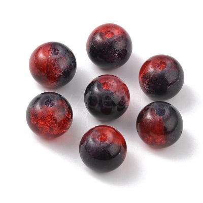 Two Tone Transparent Crackle Glass Beads GLAA-WH0038-15E-1