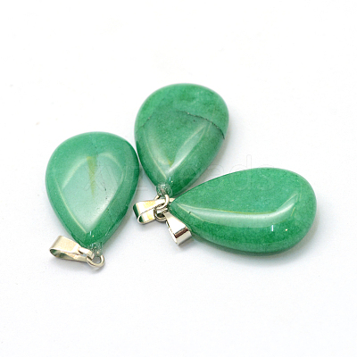 Teardrop Dyed Natural Malaysia Jade Pendants G-Q368-10-1