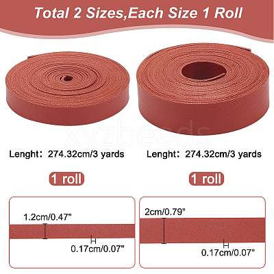 2 Rolls 2 Styles 3 Yards Double Face Imitation Leather Cord LC-WR0001-01A-1