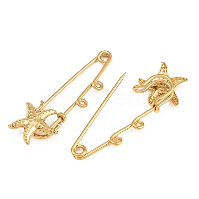 Starfish 304 Stainless Steel Safety Pins Brooch Findings SA-CBA098D-16I-G02-1