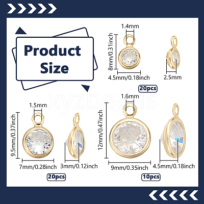 50Pcs Alloy Micro Pave Cubic Zirconia Charms FIND-PH0023-64G-1