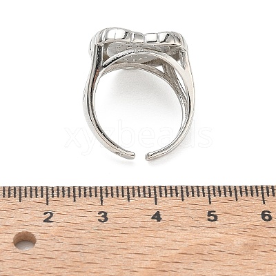 Brass Micro Pave Cubic Zirconia Cuff Open Rings for Women CU-CBA760A-13B-P-1