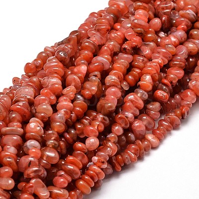 Dyed Natural Carnelian Chip Beads Strands X-G-E271-74-1