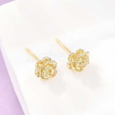 Brass Stud Earrings EJEW-P346-01C-G-1