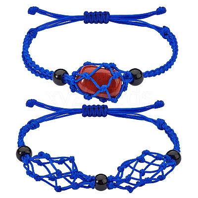 Adjustable Braided Nylon Cord Macrame Pouch Bracelet Making AJEW-SW00013-09-1