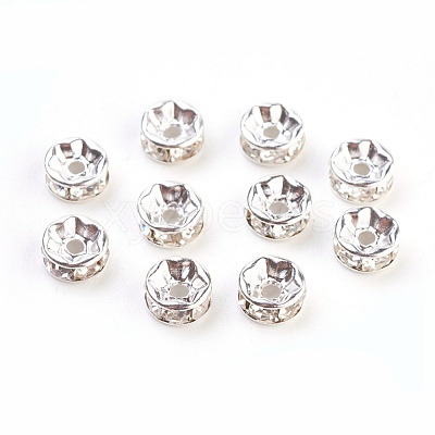 Brass Grade A Rhinestone Spacer Beads RB-A014-Z7mm-01S-1