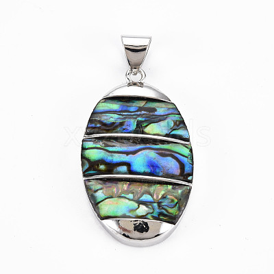 Natural Abalone Shell/Paua Shell Big Pendants SHEL-N333-009A-A01-1