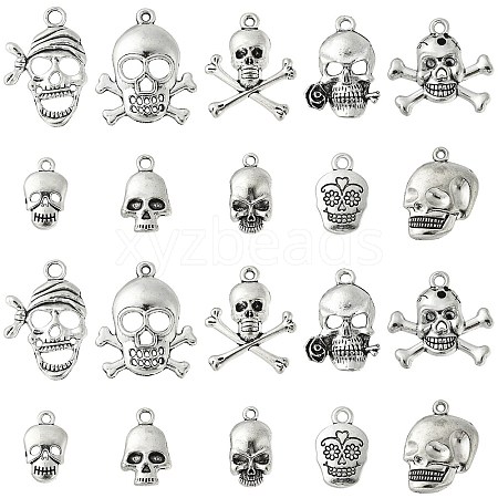 100Pcs 10 Styles Tibetan Style Alloy Pendants TIBEP-CJ0001-62-1