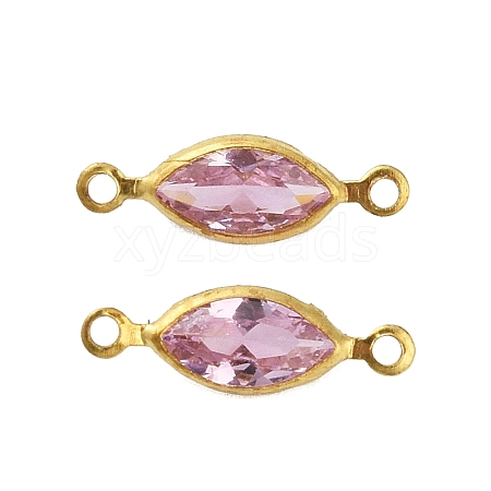 Brass Pave K9 Glass Connector Charms KK-Q059-01D-G-1