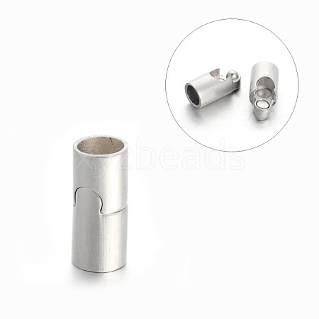 Tarnish Resistant Column 304 Stainless Steel Matte Surface Magnetic Clasps with Glue-in Ends STAS-M195-25A-1