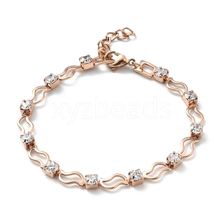 Crystal Cubic Zirconia Tennis Bracelet BJEW-E108-03RG-1