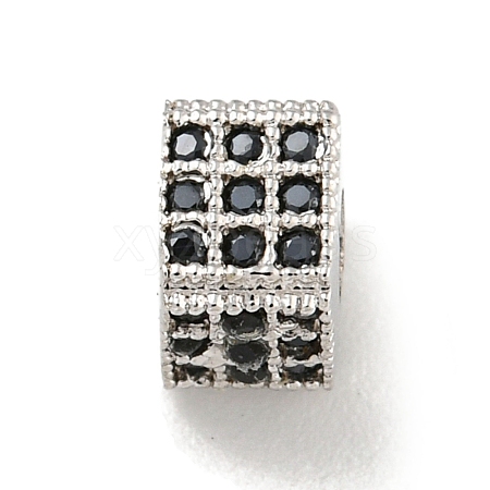 Brass Micro Pave Black Cubic Zirconia Beads KK-G493-37B-P02-1