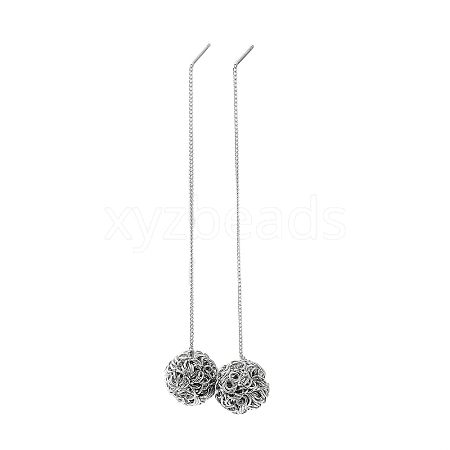 Brass Wire Ball Stud Earrings EJEW-G357-01P-1