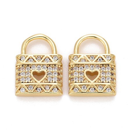 Brass Micro Pave Clear Cubic Zirconia Charms KK-Z024-04G-1