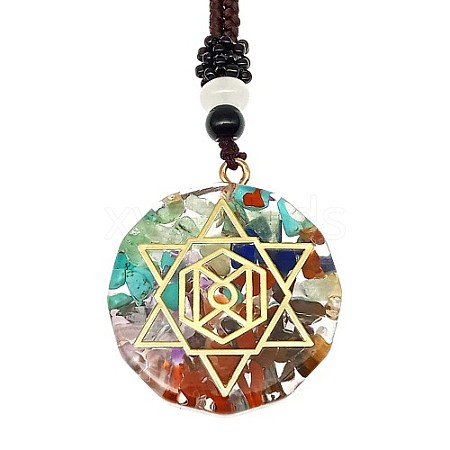 Orgonite Chakra Natural & Synthetic Mixed Stone Pendant Necklaces PZ4674-08-1