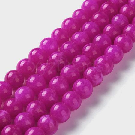 Natural White Jade Imitation Pink Sugilite Beads Strands G-I299-F11-8mm-1