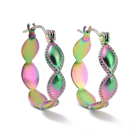 Ion Plating(IP) Rainbow Color 304 Stainless Steel Oval Wrap Hoop Earrings for Women EJEW-G293-29M-1