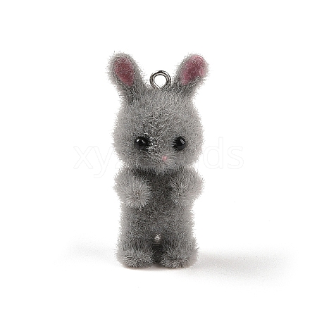 Flocking Resin Cute Bunny Pendants MACR-P043-J01-1