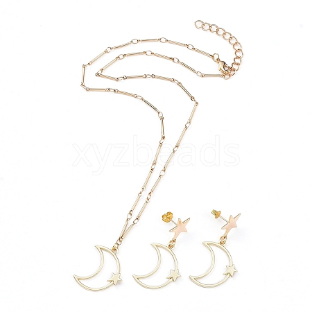 Pendant Necklace and Dangle Stud Earring Jewelry Sets SJEW-JS01084-01-1