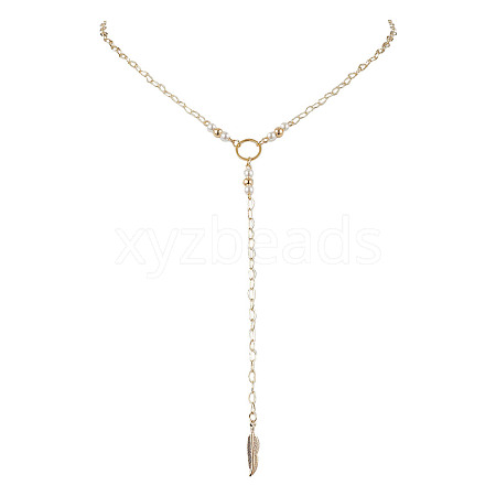 Brass Chain Lariat Necklaces NJEW-JN04920-1