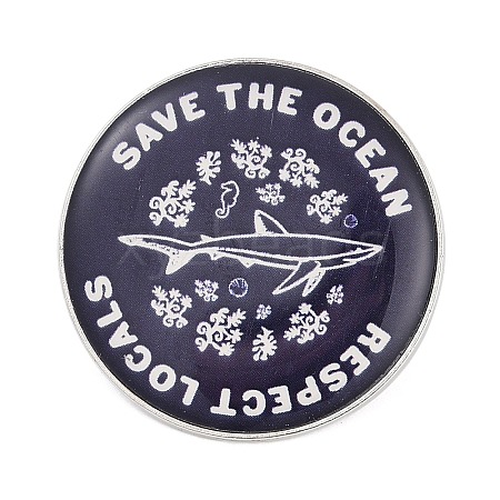 Save the Ocean Environmental Theme Flat Round Enamel Pins JEWB-R053-03P-02-1