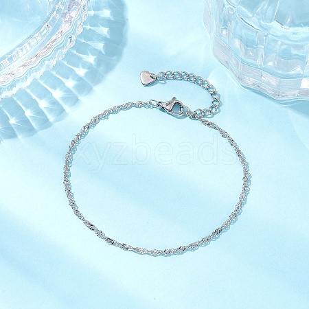 304 Stainless Steel Singapore Chains Bracelets BJEW-JB11508-1