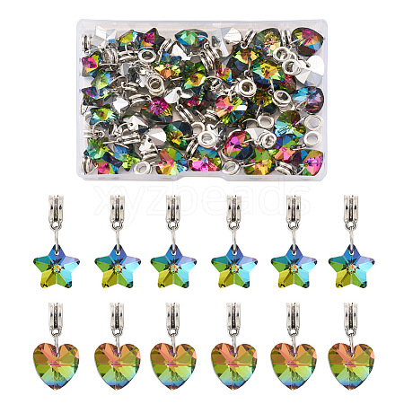 Yilisi 48Pcs 2 Styles Large Hole Alloy European Dangle Charms FIND-YS0001-01-1