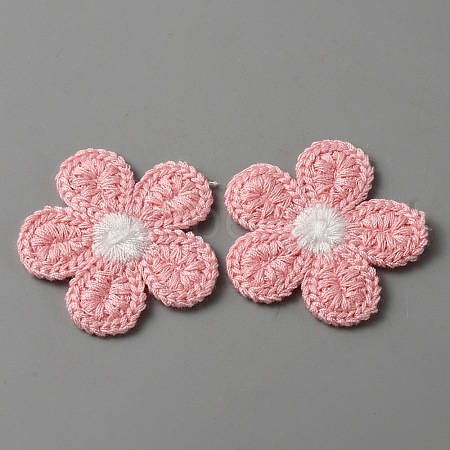 5-Petal Flower Shape Two Tone Crochet Appliques DIY-WH0399-61A-1