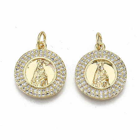 Brass Micro Pave Clear Cubic Zirconia Pendants ZIRC-S067-126-NF-1