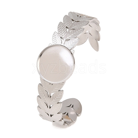 304 Stainless Steel Leaf Cuff Bangle Making STAS-F366-12C-P-1
