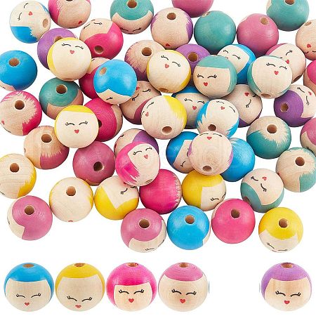 ARRICRAFT 40pcs 4 colors Wood Beads WOOD-AR0001-20-1