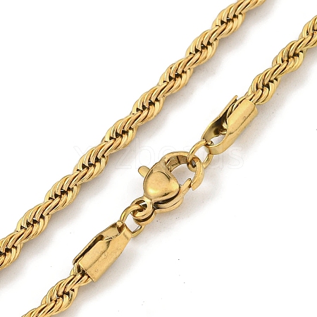 Ion Plating(IP) 201 Stainless Steel Rope Chain Necklaces for Women and Men NJEW-F322-09G-1