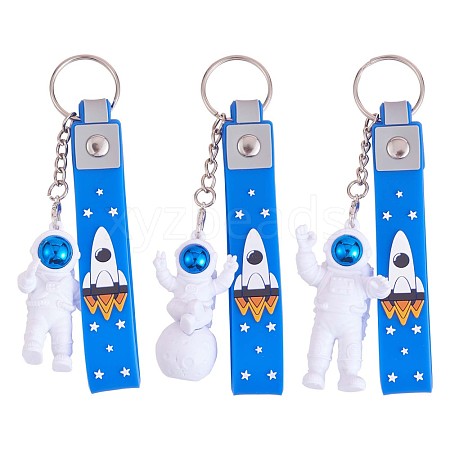 3Pcs Astronaut Keychain Cute Space Keychain for Backpack Wallet Car Keychain Decoration Children's Space Party Favors JX317B-1