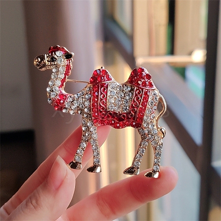 Camel Shape Alloy Rhinestone Brooches PW-WGB6D4F-01-1