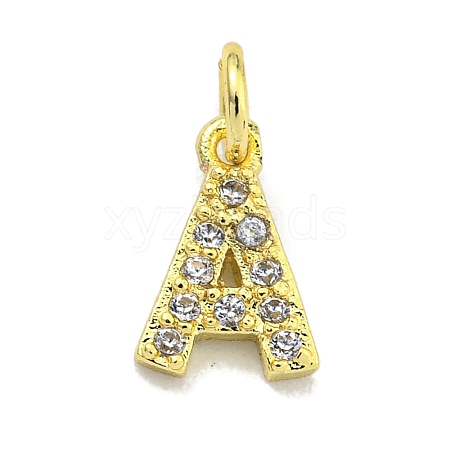 Letter Brass Micro Pave Clear Cubic Zirconia Pendants KK-K354-06G-A-1
