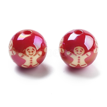 Christmas Theme Plating Acrylic Beads OACR-M022-08A-1